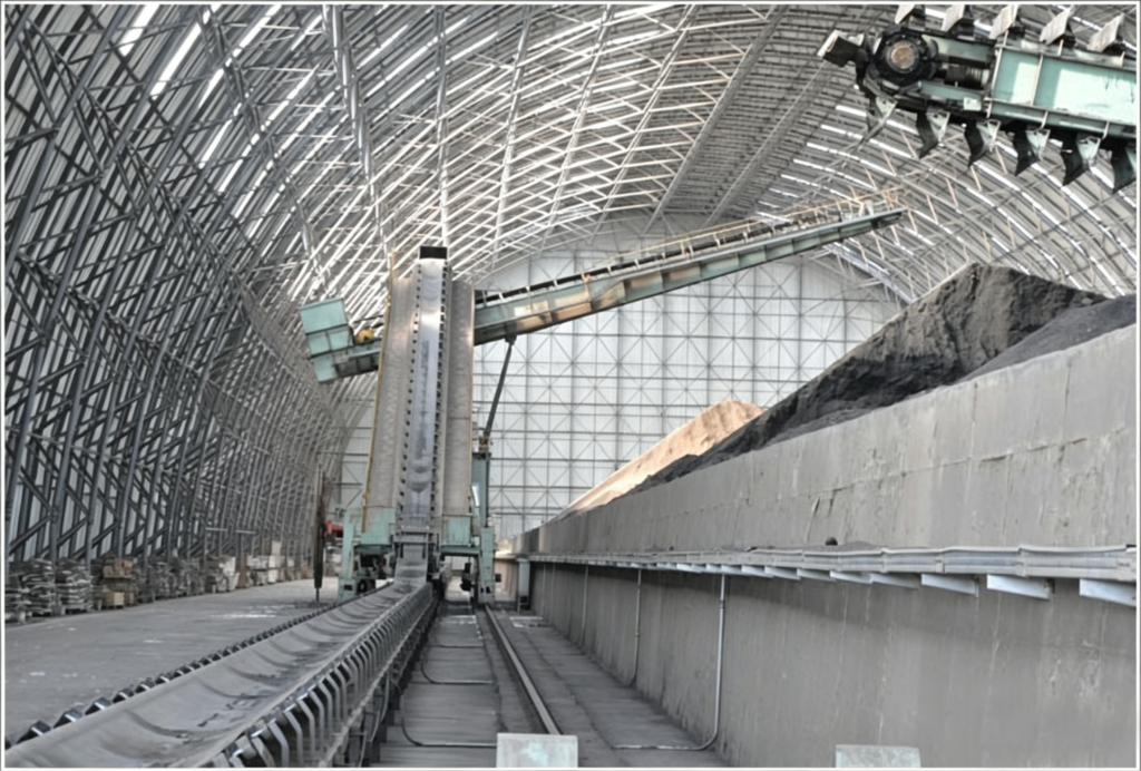 Industrial Steep-Angle Belt Conveyor for High-Incline Bulk Material Transport