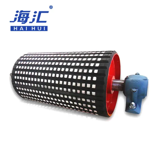 018Belt conveyor drive pulley with ceramic lagging for heavy transport01